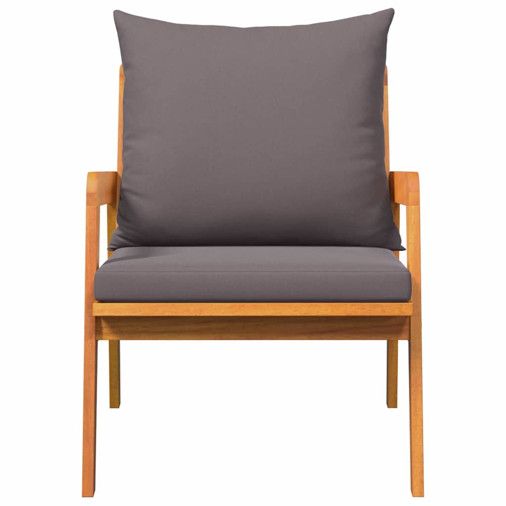 Gartenstuhl 2er-Set aus Akazie Massivholz mit Kissen Dunkelgrau Geölt 72 x 65 x 59,5 cm