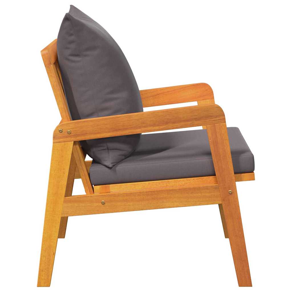 Gartenstuhl 2er-Set aus Akazie Massivholz mit Kissen Dunkelgrau Geölt 72 x 65 x 59,5 cm