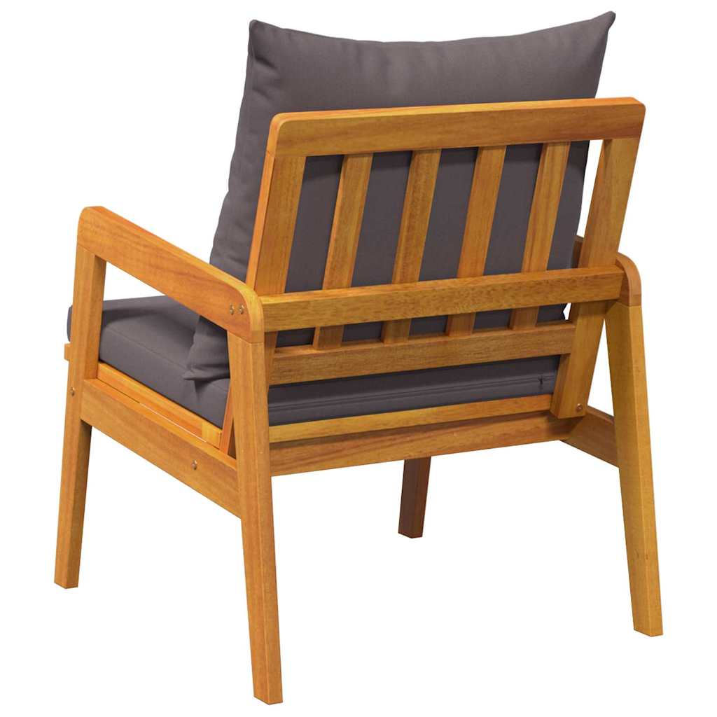 Gartenstuhl 2er-Set aus Akazie Massivholz mit Kissen Dunkelgrau Geölt 72 x 65 x 59,5 cm