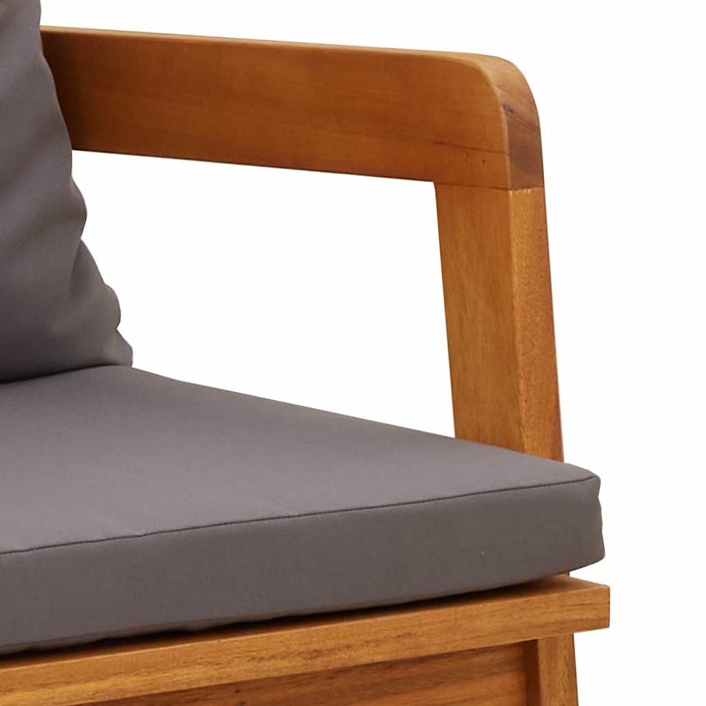 Gartenstuhl 2er-Set aus Akazie Massivholz mit Kissen Dunkelgrau Geölt 72 x 65 x 59,5 cm
