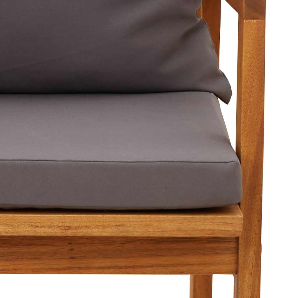 Gartenstuhl 2er-Set aus Akazie Massivholz mit Kissen Dunkelgrau Geölt 72 x 65 x 59,5 cm
