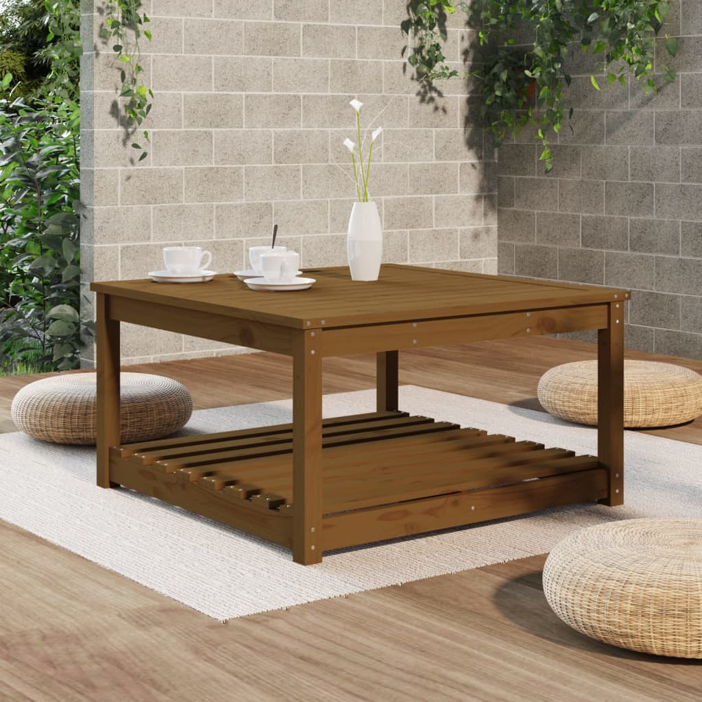 Gartentisch mit Ablage Holz Kiefer Massiv Braun 121 x 82,5 x 45 cm