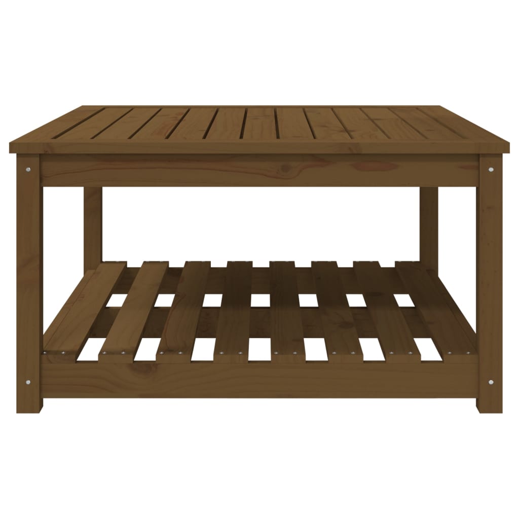 Gartentisch mit Ablage Holz Kiefer Massiv Braun 121 x 82,5 x 45 cm
