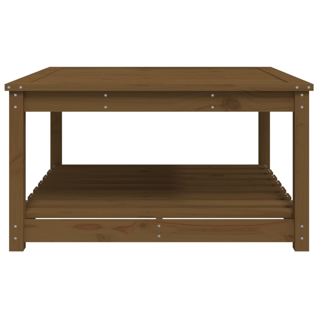 Gartentisch mit Ablage Holz Kiefer Massiv Braun 121 x 82,5 x 45 cm