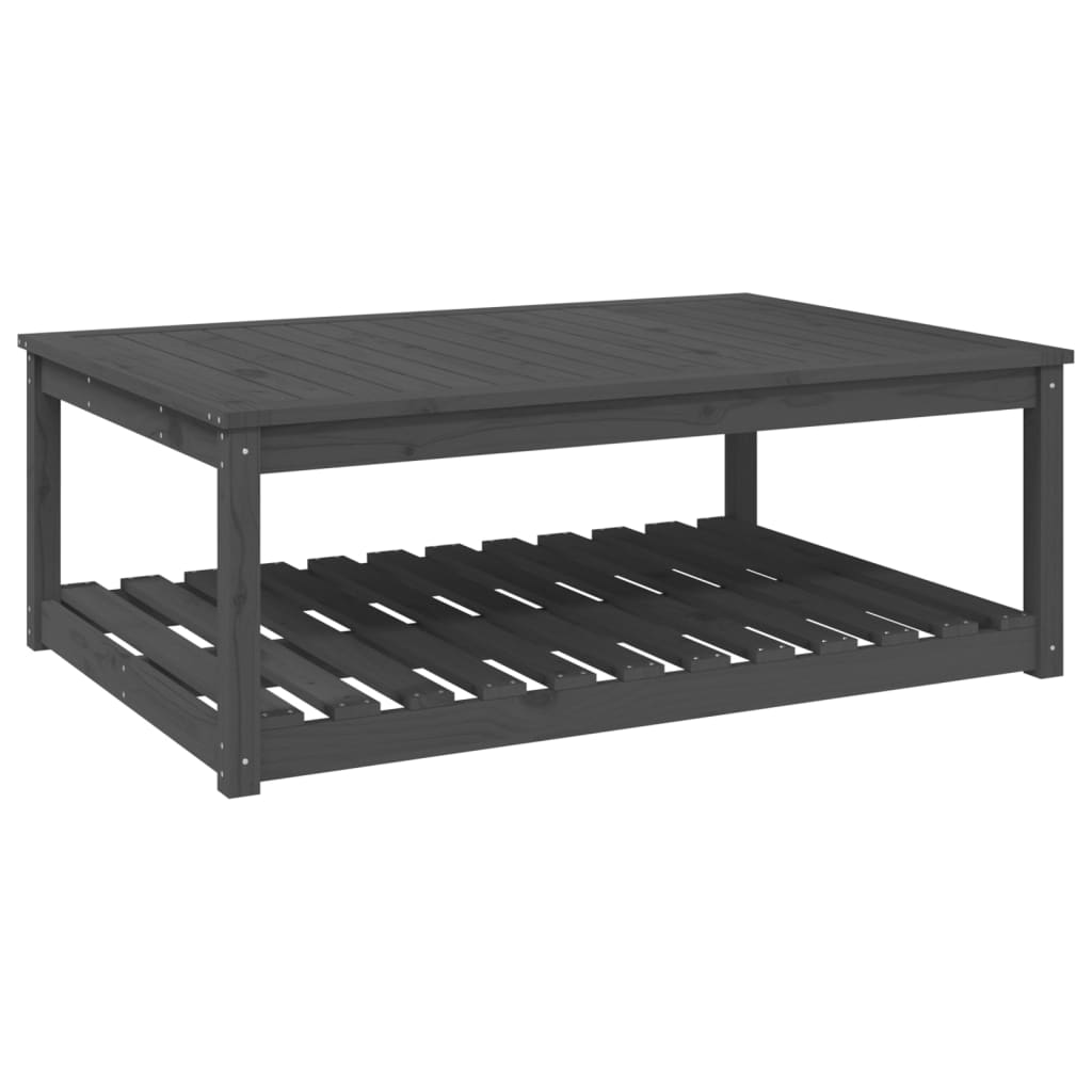 Gartentisch mit Ablage Holz Kiefer Massiv Grau 121 x 82,5 x 45 cm