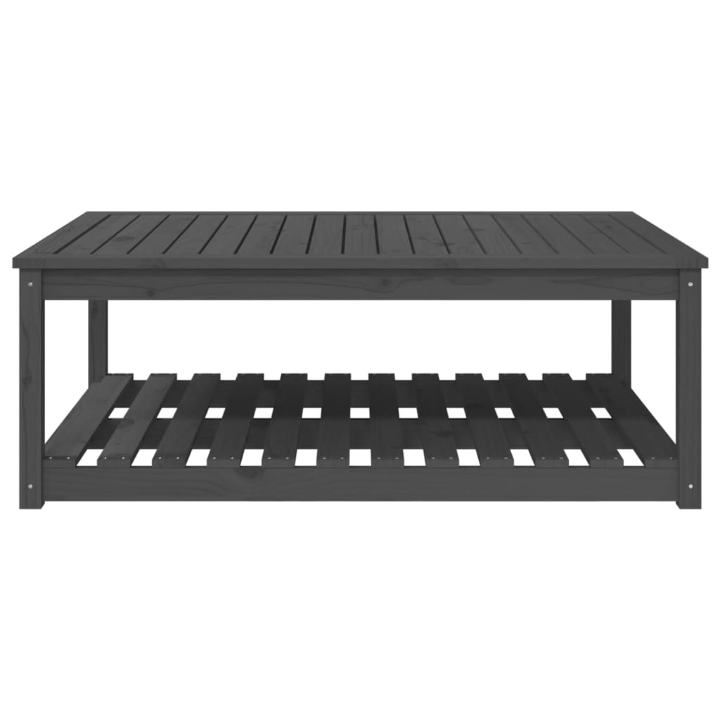 Gartentisch mit Ablage Holz Kiefer Massiv Grau 121 x 82,5 x 45 cm