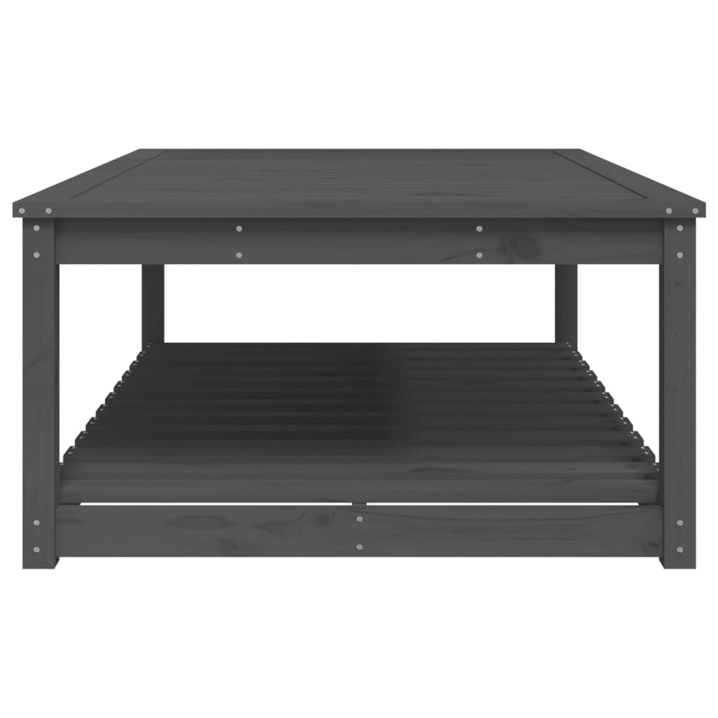 Gartentisch mit Ablage Holz Kiefer Massiv Grau 121 x 82,5 x 45 cm