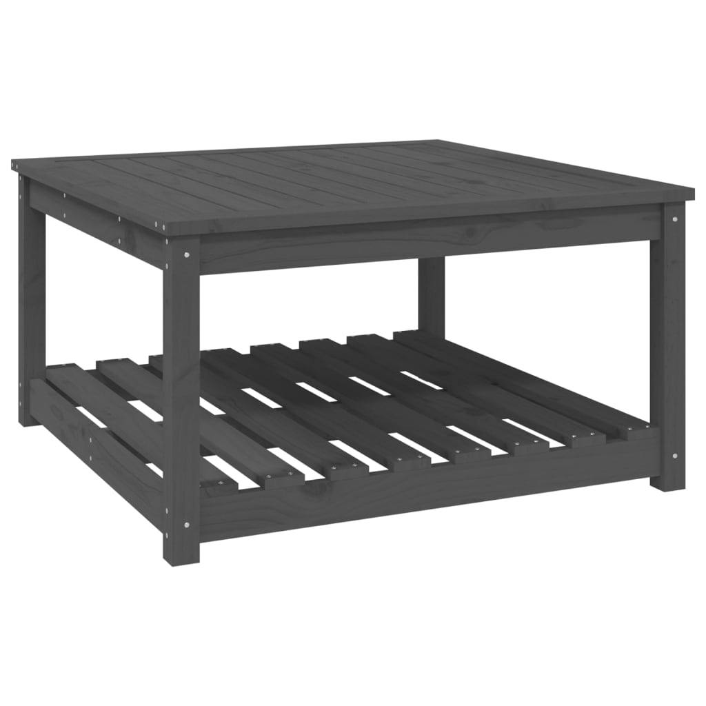 Gartentisch mit Ablage Holz Kiefer Massiv Grau 82,5 x 82,5 x 45 cm