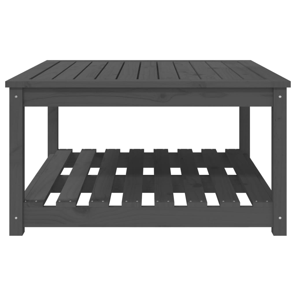 Gartentisch mit Ablage Holz Kiefer Massiv Grau 82,5 x 82,5 x 45 cm