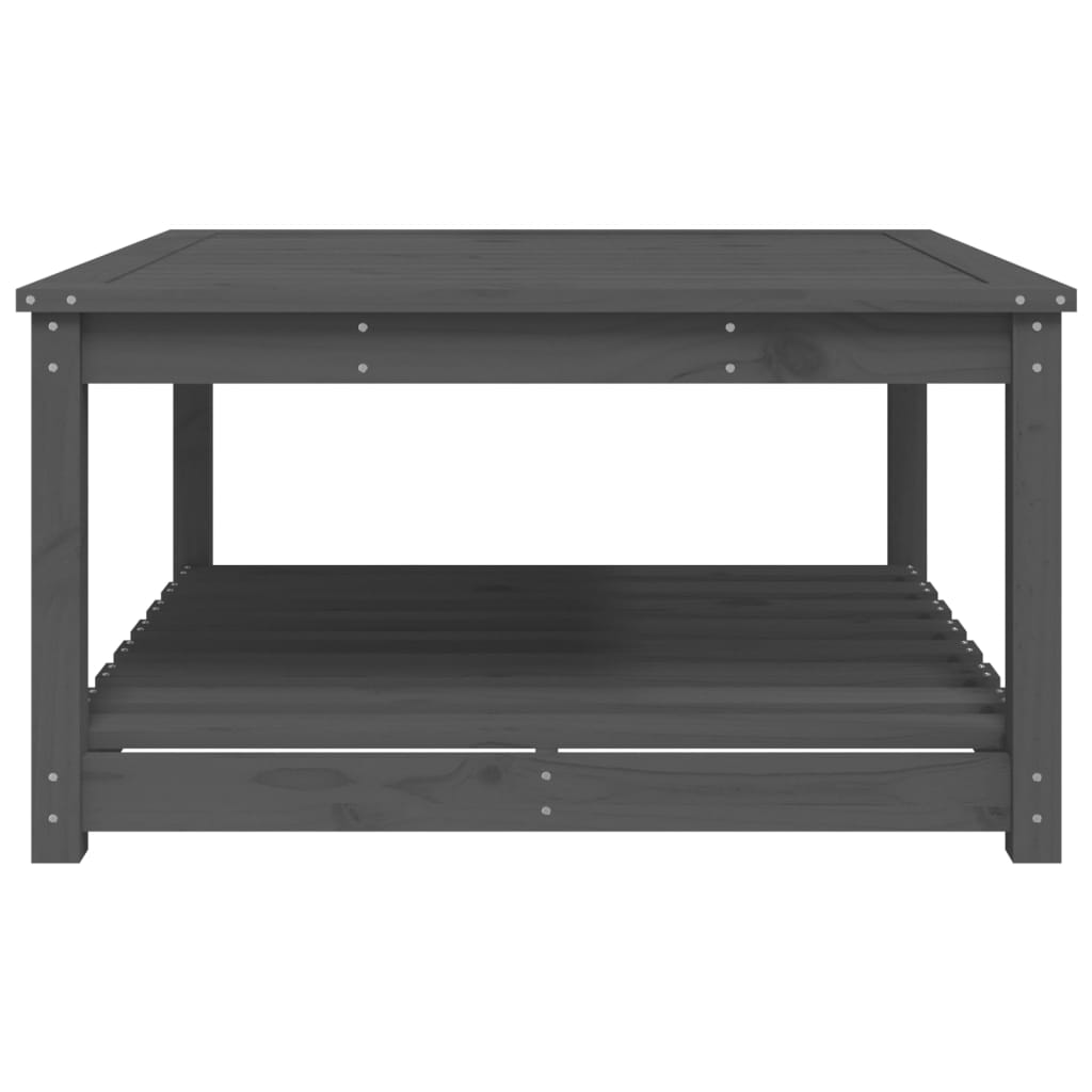 Gartentisch mit Ablage Holz Kiefer Massiv Grau 82,5 x 82,5 x 45 cm