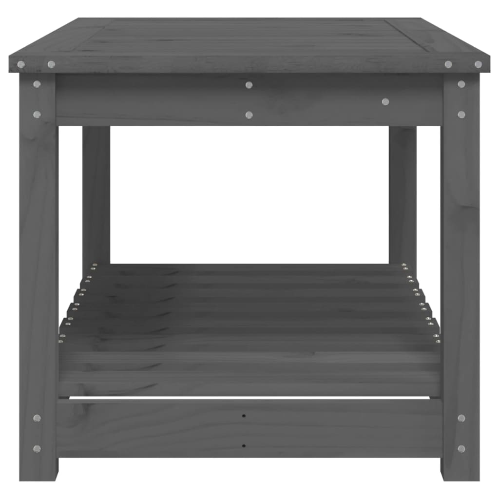 Gartentisch mit Ablage Holz Kiefer Massiv Grau 82,5 x 50,5 x 45 cm