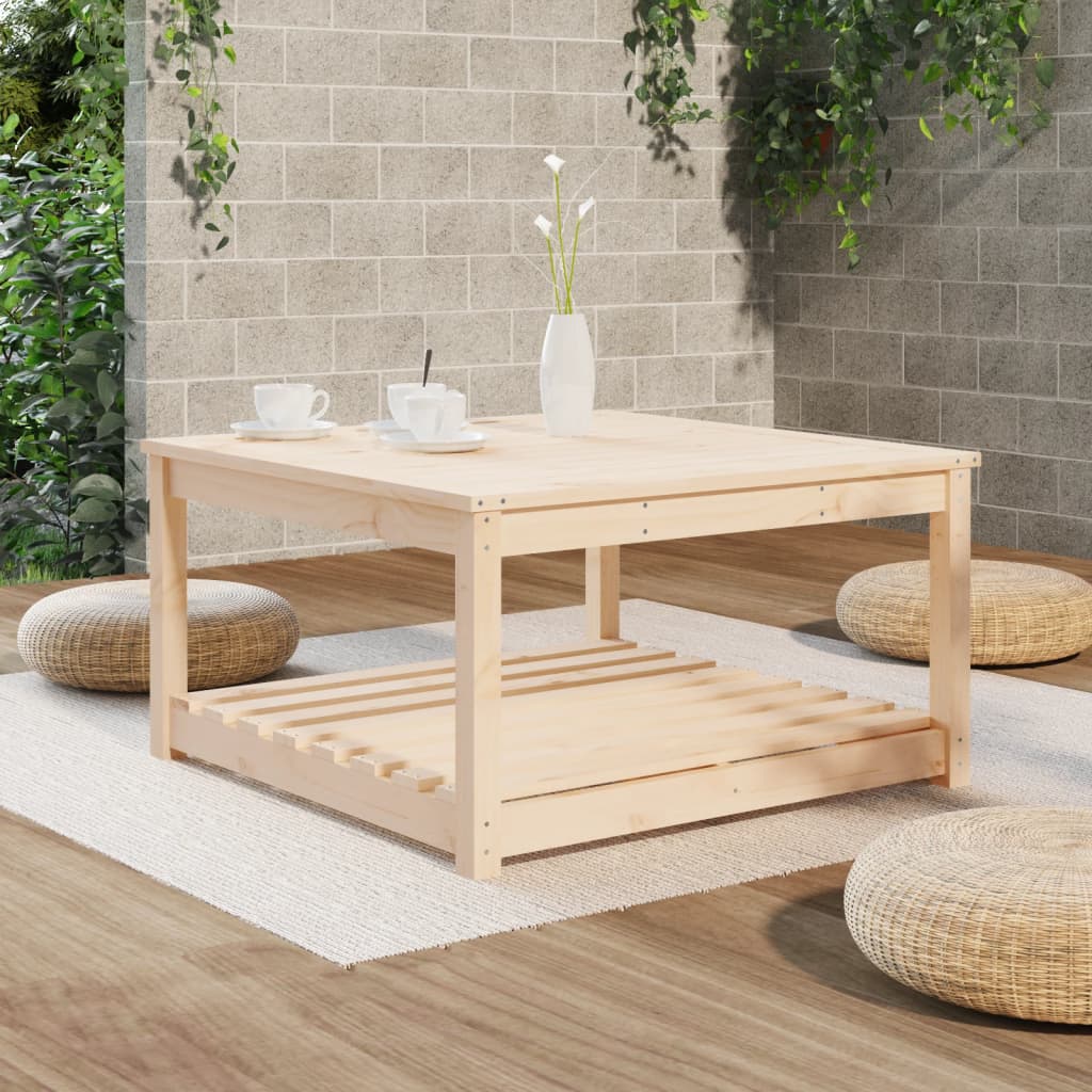 Gartentisch mit Ablage Holz Kiefer Massiv Natur 82,5 x 82,5 x 45 cm