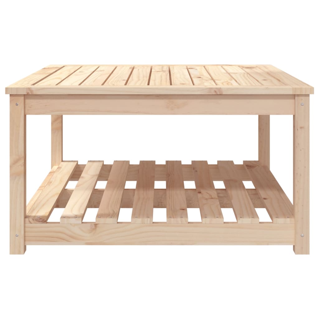 Gartentisch mit Ablage Holz Kiefer Massiv Natur 82,5 x 82,5 x 45 cm