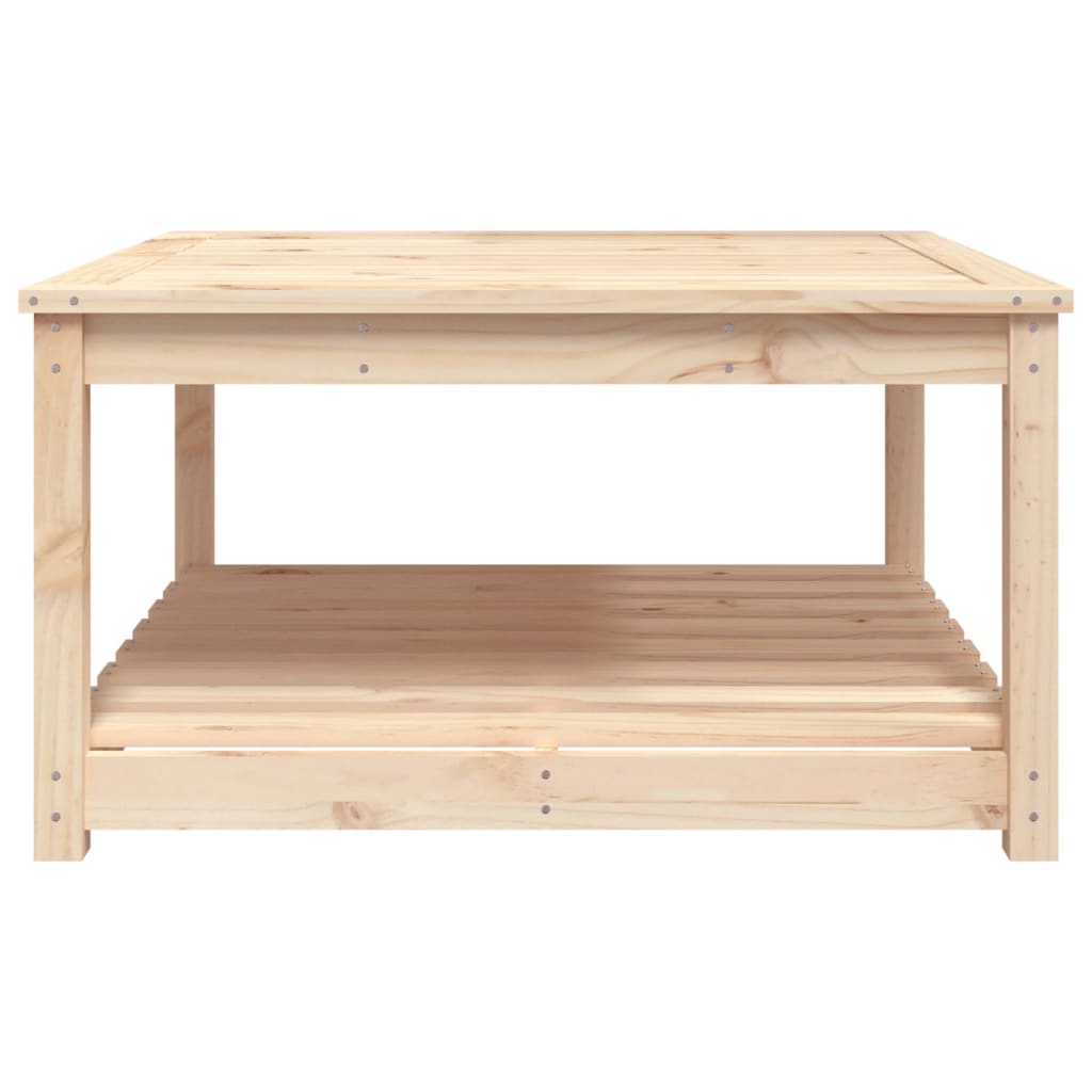 Gartentisch mit Ablage Holz Kiefer Massiv Natur 82,5 x 82,5 x 45 cm