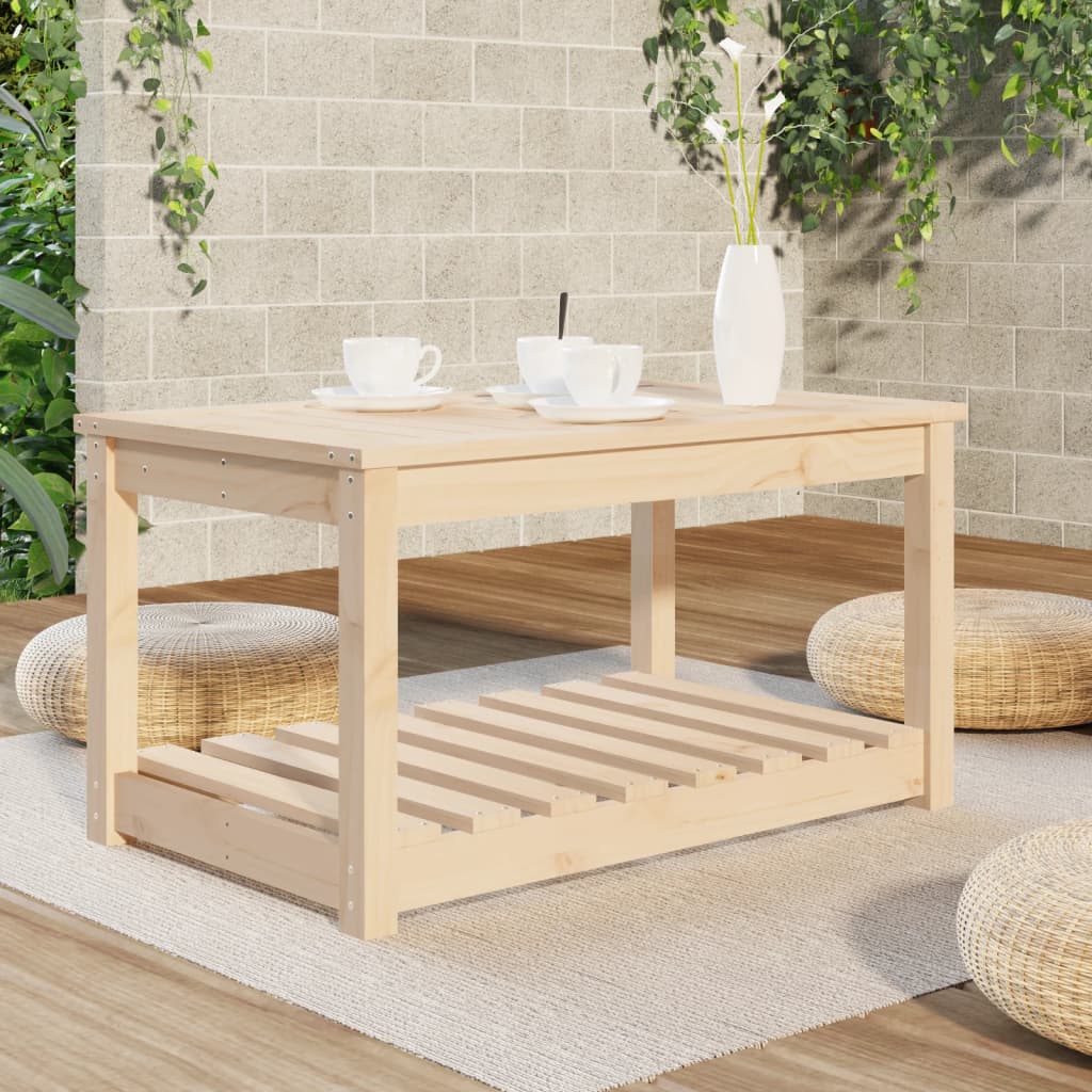 Gartentisch mit Ablage Holz Kiefer Massiv Natur 82,5 x 50,5 x 45 cm