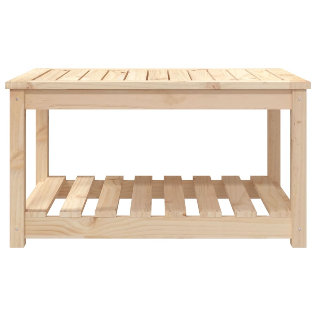 Gartentisch mit Ablage Holz Kiefer Massiv Natur 82,5 x 50,5 x 45 cm