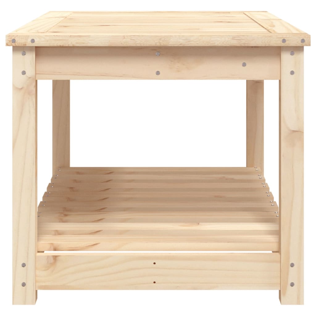Gartentisch mit Ablage Holz Kiefer Massiv Natur 82,5 x 50,5 x 45 cm