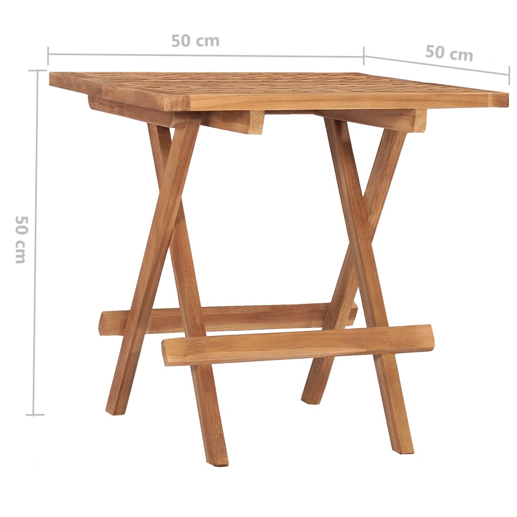 Kleiner Gartentisch Klappbar Quadratisch aus Teakholz Massiv Natur 50 x 50 x 50 cm