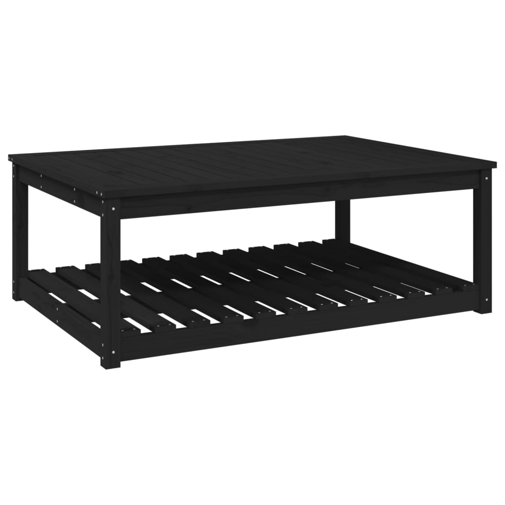 Gartentisch mit Ablage Holz Kiefer Massiv Schwarz 121 x 82,5 x 45 cm