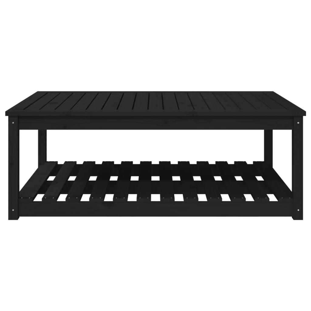 Gartentisch mit Ablage Holz Kiefer Massiv Schwarz 121 x 82,5 x 45 cm