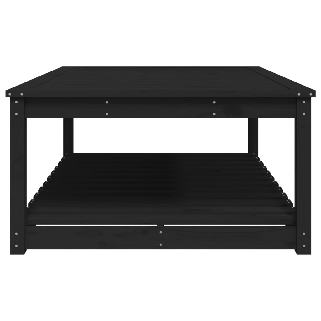 Gartentisch mit Ablage Holz Kiefer Massiv Schwarz 121 x 82,5 x 45 cm