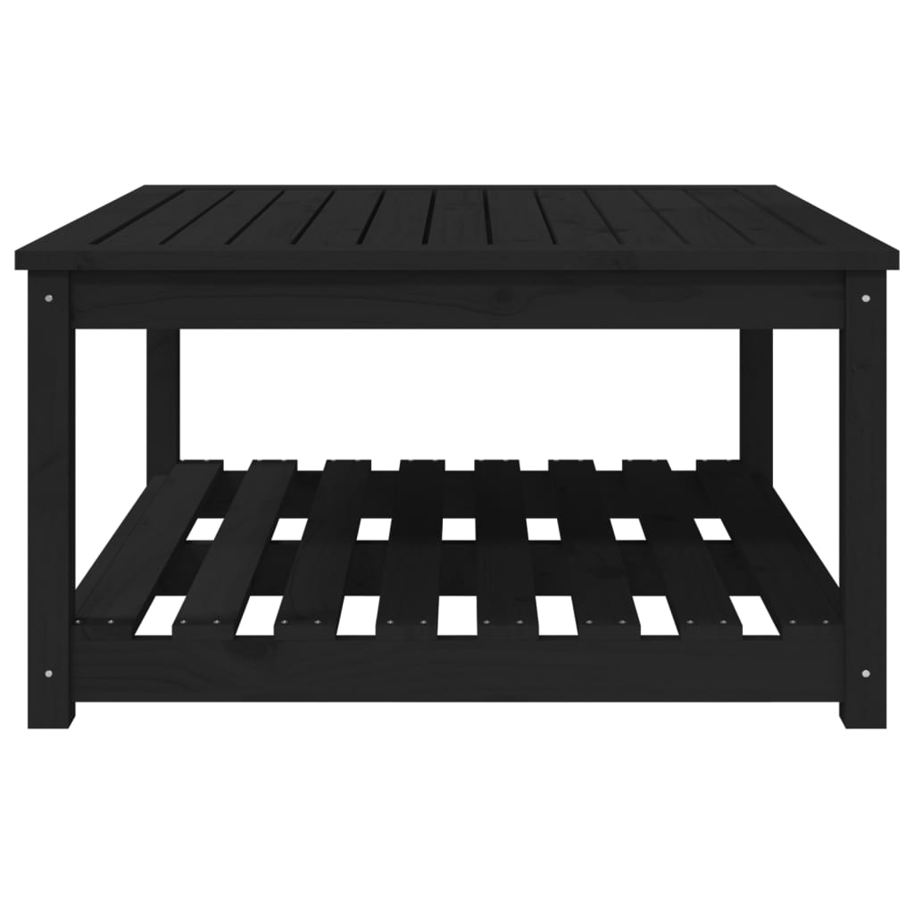 Gartentisch mit Ablage Holz Kiefer Massiv Schwarz 82,5 x 82,5 x 45 cm