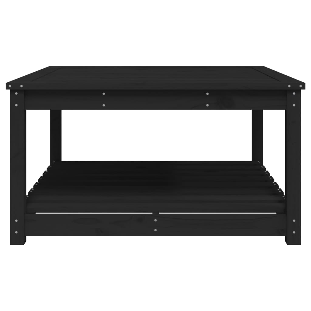 Gartentisch mit Ablage Holz Kiefer Massiv Schwarz 82,5 x 82,5 x 45 cm