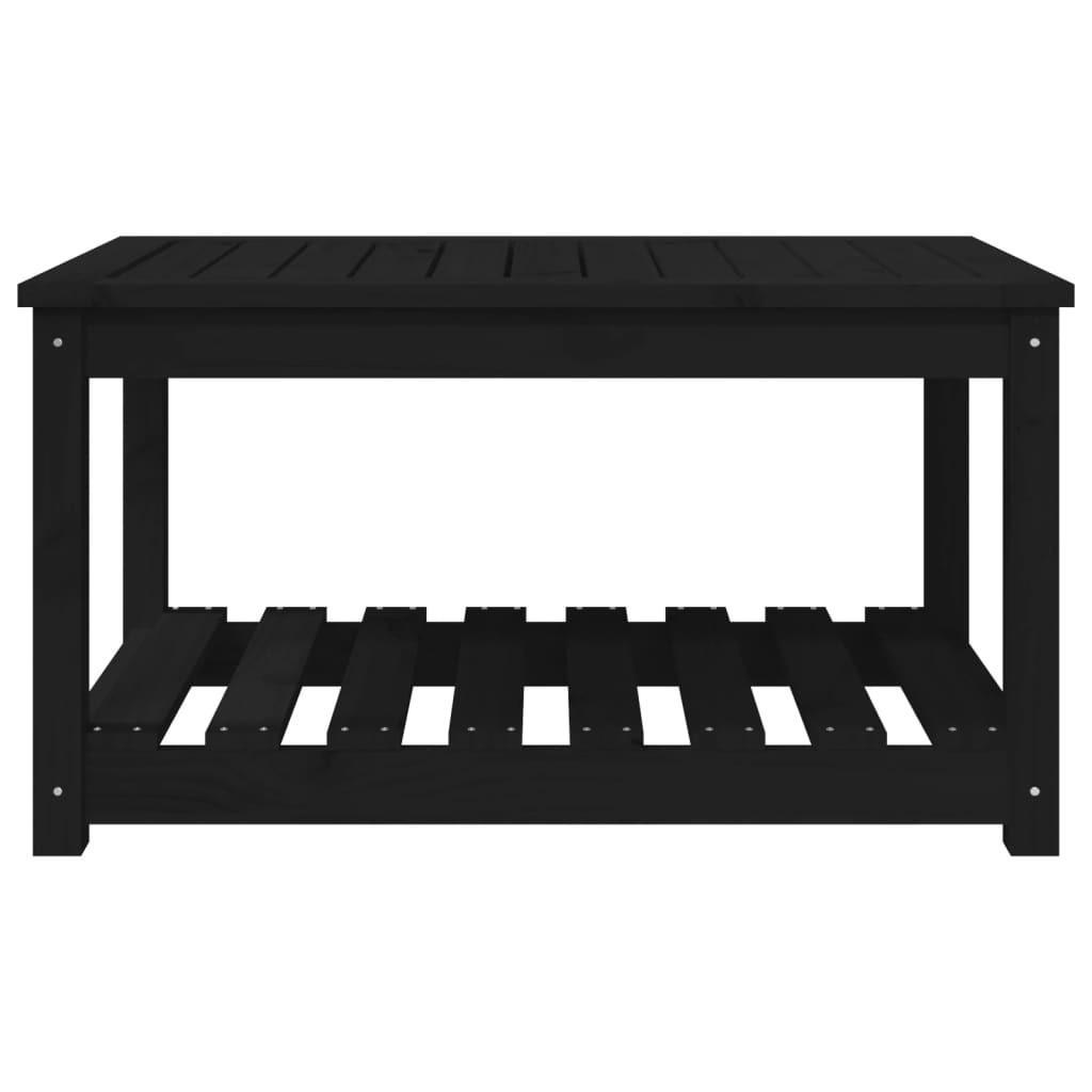 Gartentisch mit Ablage Holz Kiefer Massiv Schwarz 82,5 x 50,5 x 45 cm