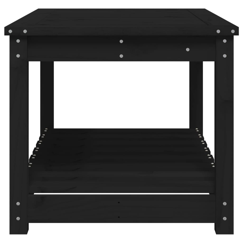 Gartentisch mit Ablage Holz Kiefer Massiv Schwarz 82,5 x 50,5 x 45 cm