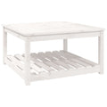 Gartentisch mit Ablage Holz Kiefer Massiv Weiß 82,5 x 82,5 x 45 cm
