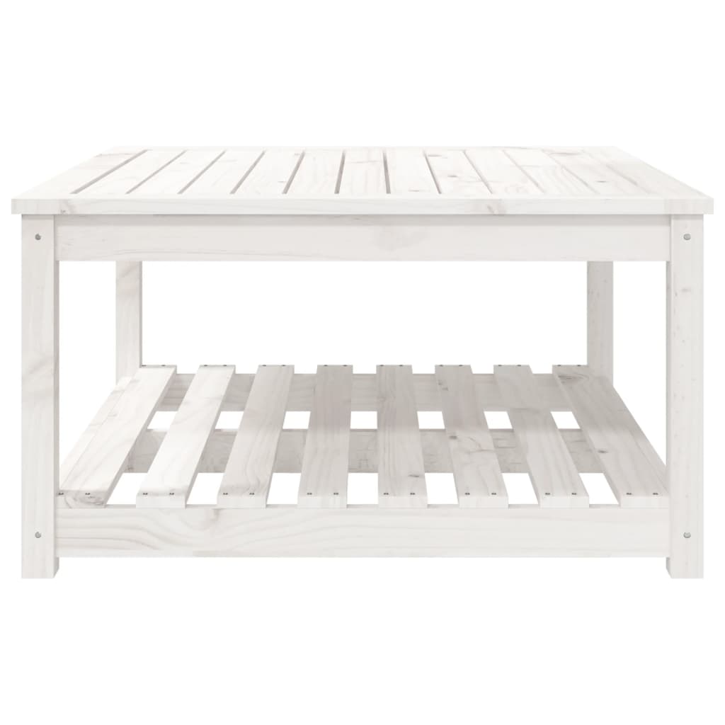 Gartentisch mit Ablage Holz Kiefer Massiv Weiß 82,5 x 82,5 x 45 cm
