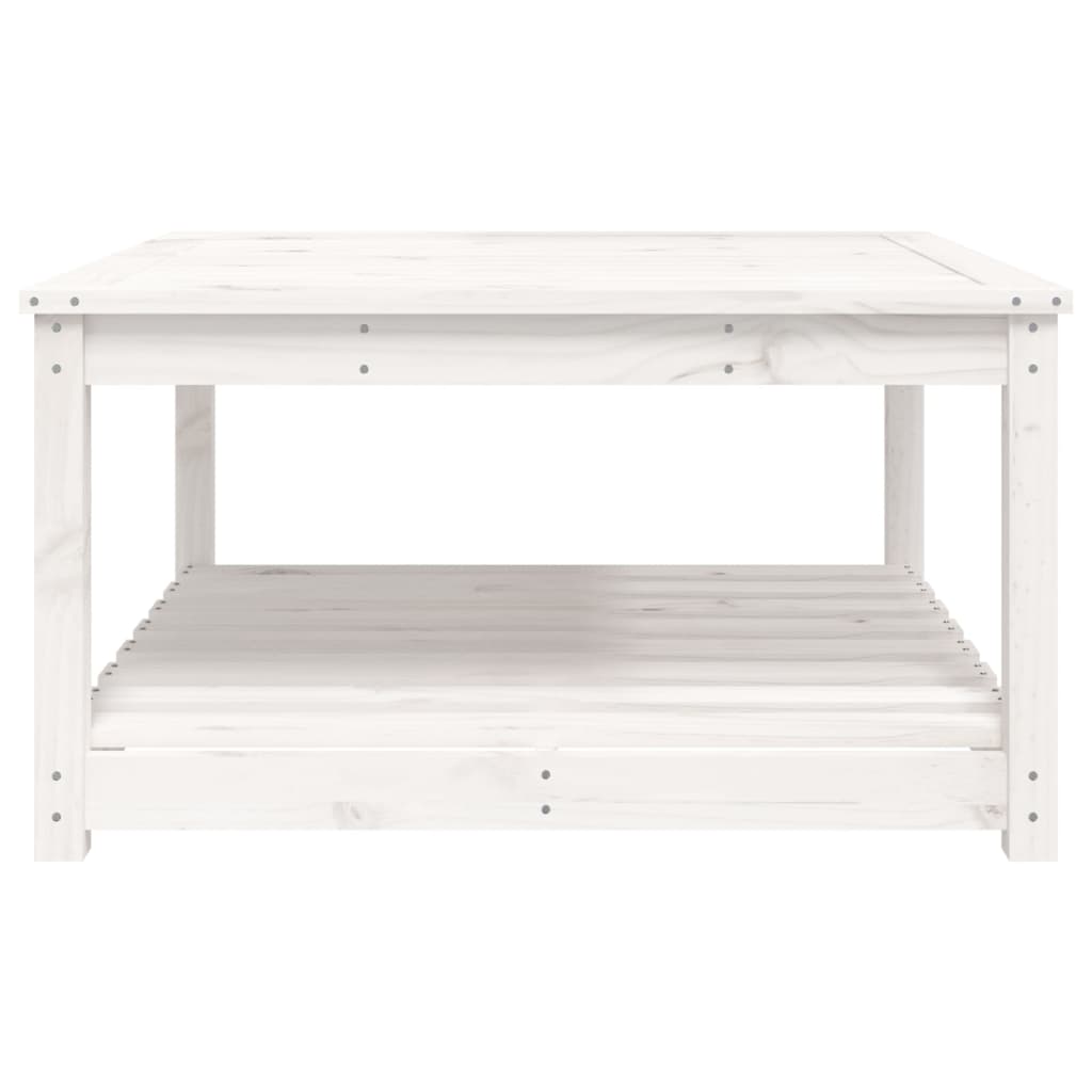 Gartentisch mit Ablage Holz Kiefer Massiv Weiß 82,5 x 82,5 x 45 cm