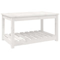 Gartentisch mit Ablage Holz Kiefer Massiv Weiß 82,5 x 50,5 x 45 cm