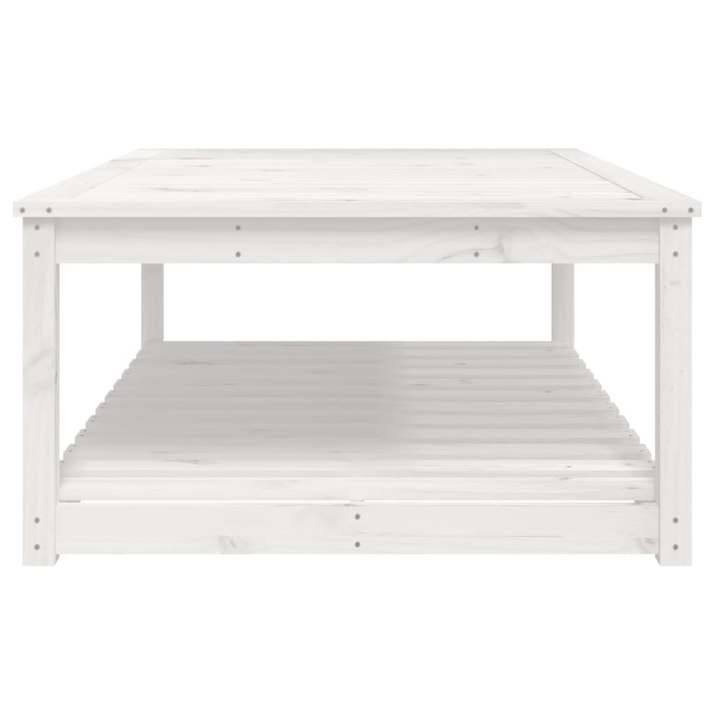 Gartentisch mit Ablage Holz Kiefer Massiv Weiß 121 x 82,5 x 45 cm