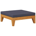 Lounge Hocker Holz Akazie Massiv Natur Dunkelgrau 66 x 66 x 20 cm