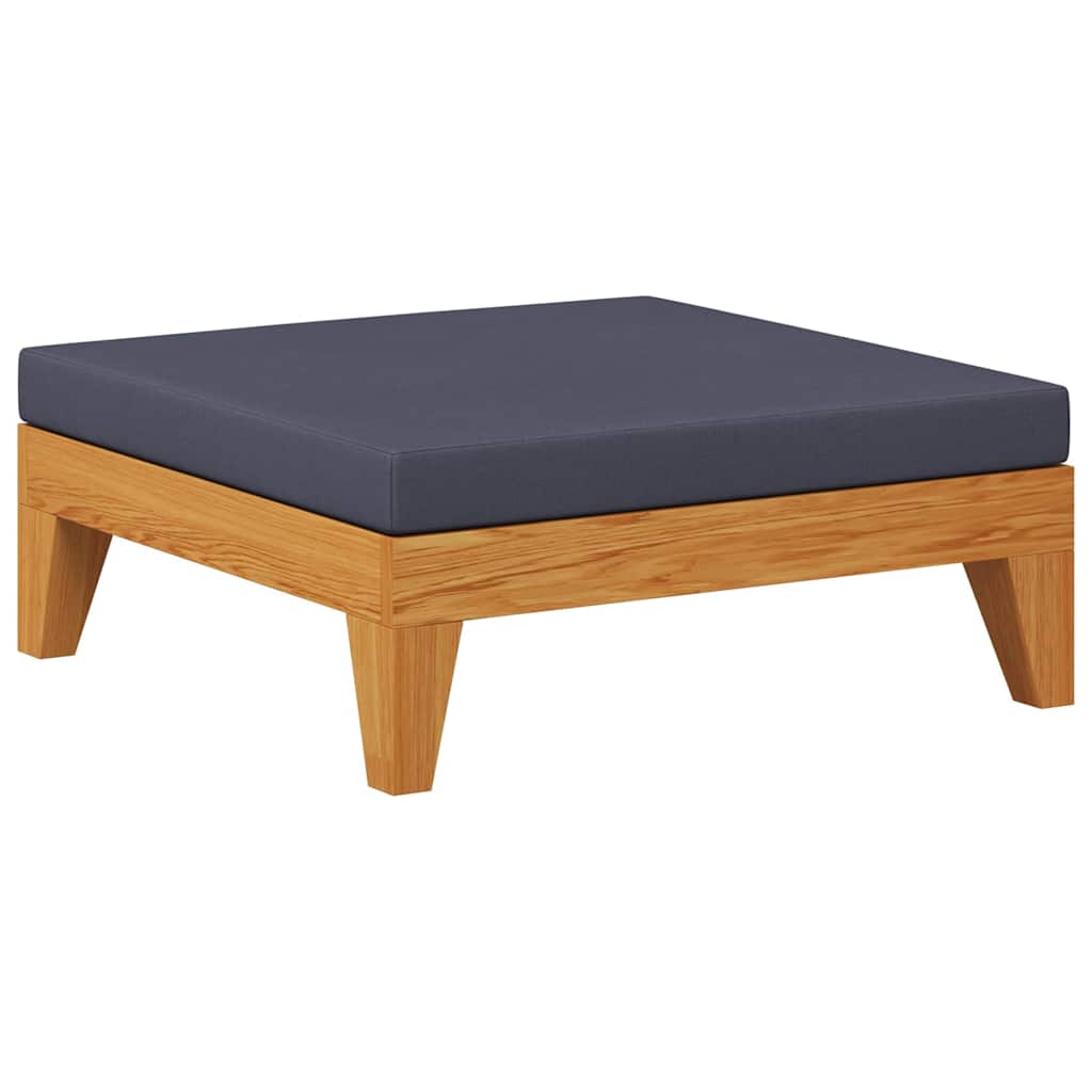 Lounge Hocker Holz Akazie Massiv Natur Dunkelgrau 66 x 66 x 20 cm