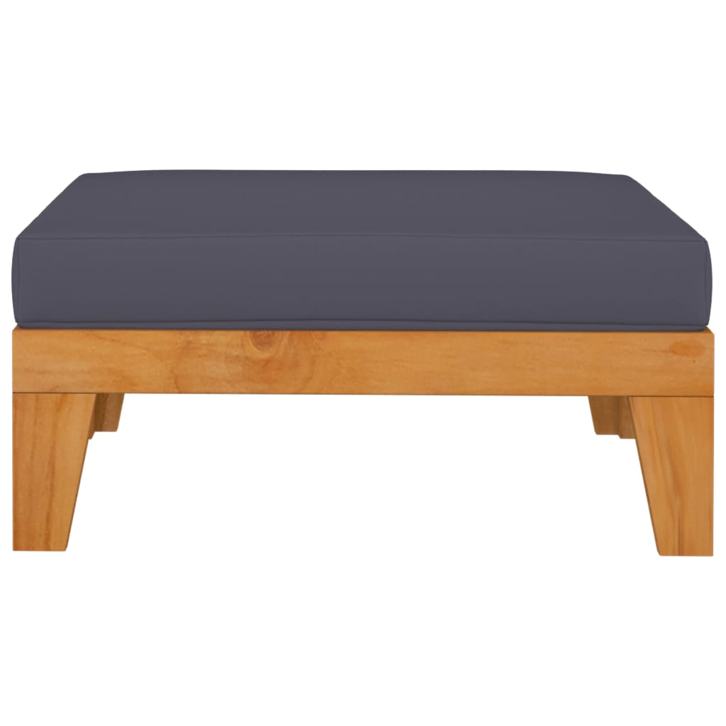 Lounge Hocker Holz Akazie Massiv Natur Dunkelgrau 66 x 66 x 20 cm