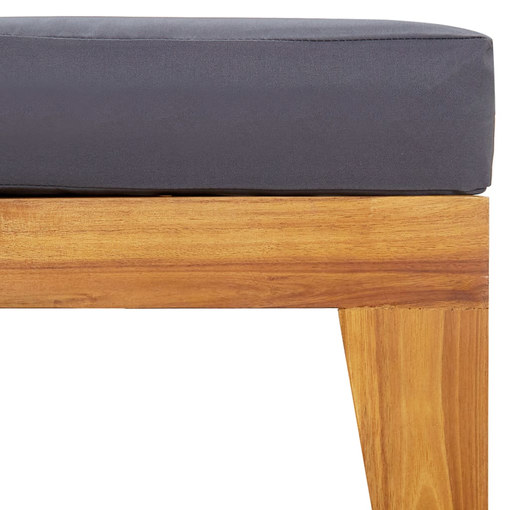 Lounge Hocker Holz Akazie Massiv Natur Dunkelgrau 66 x 66 x 20 cm