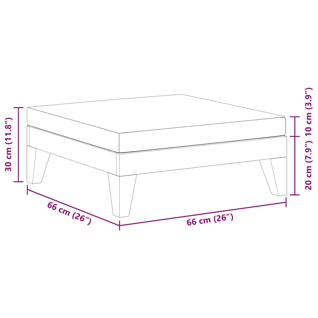Lounge Hocker Holz Akazie Massiv Natur Dunkelgrau 66 x 66 x 20 cm