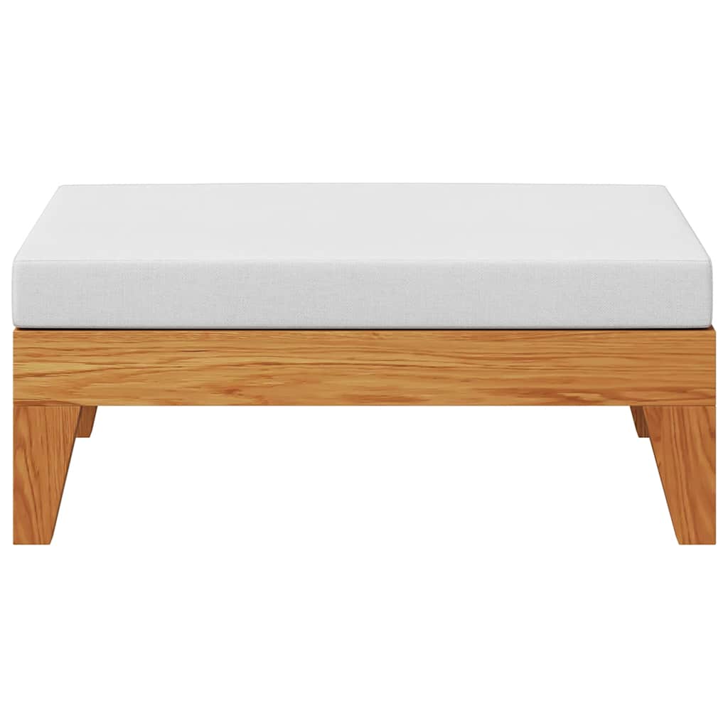 Lounge Hocker Holz Akazie Massiv Natur Weiß 66 x 66 x 20 cm