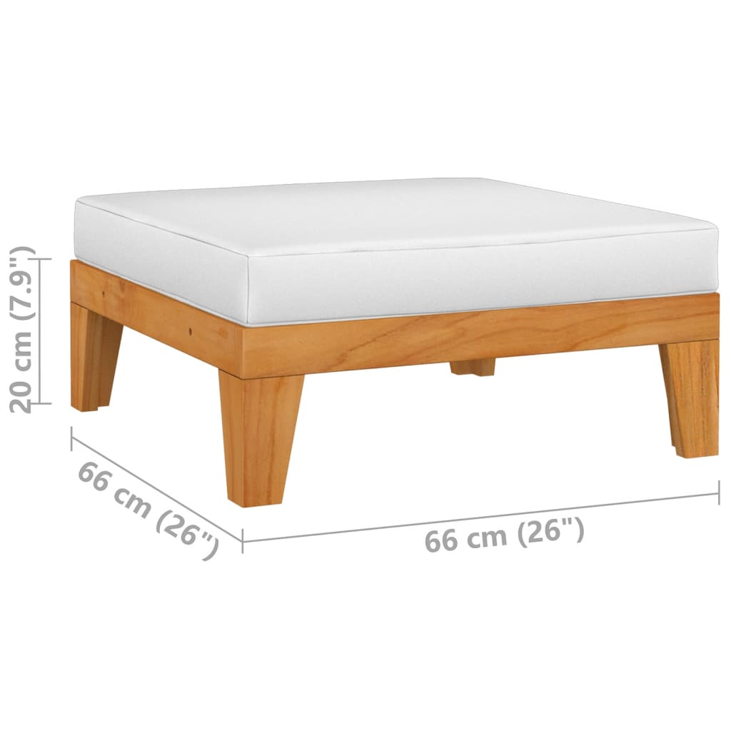 Lounge Hocker Holz Akazie Massiv Natur Weiß 66 x 66 x 20 cm