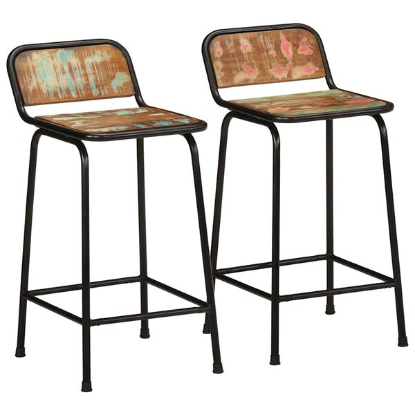 2er Set Barhocker Altholz & Metall Industrial Vintage 80 cm