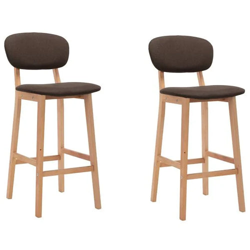 2er Set Barhocker Braun Stoff Buchenholz 45 x 47 x 92 cm