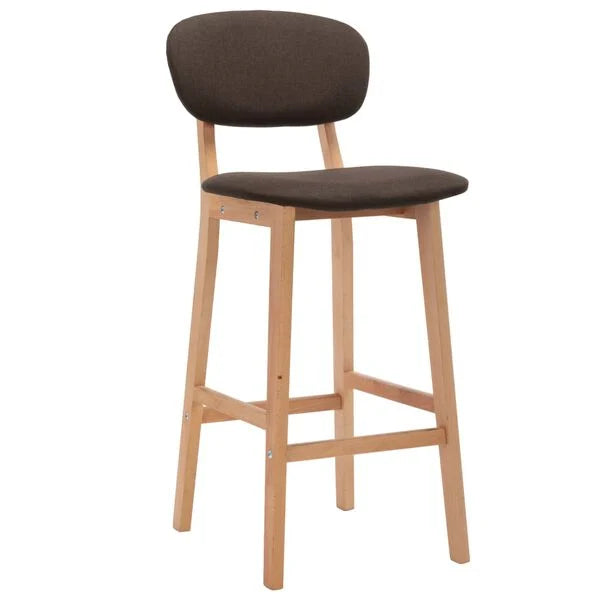 2er Set Barhocker Braun Stoff Buchenholz 45 x 47 x 92 cm