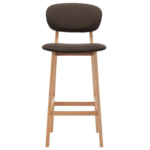 2er Set Barhocker Braun Stoff Buchenholz 45 x 47 x 92 cm