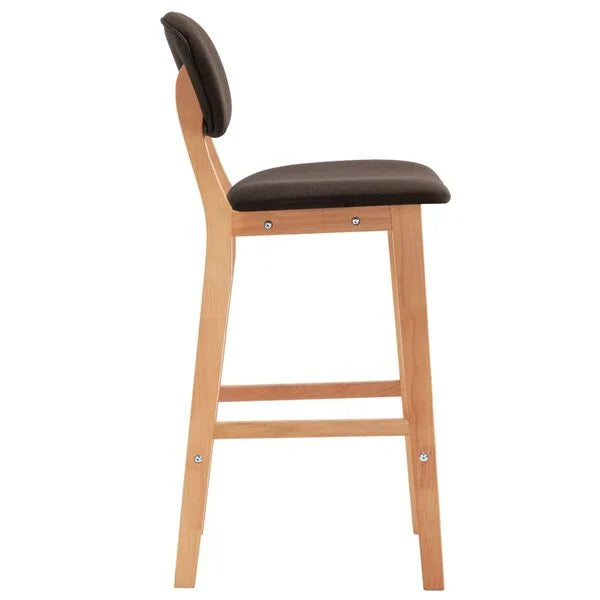 2er Set Barhocker Braun Stoff Buchenholz 45 x 47 x 92 cm