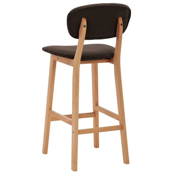 2er Set Barhocker Braun Stoff Buchenholz 45 x 47 x 92 cm
