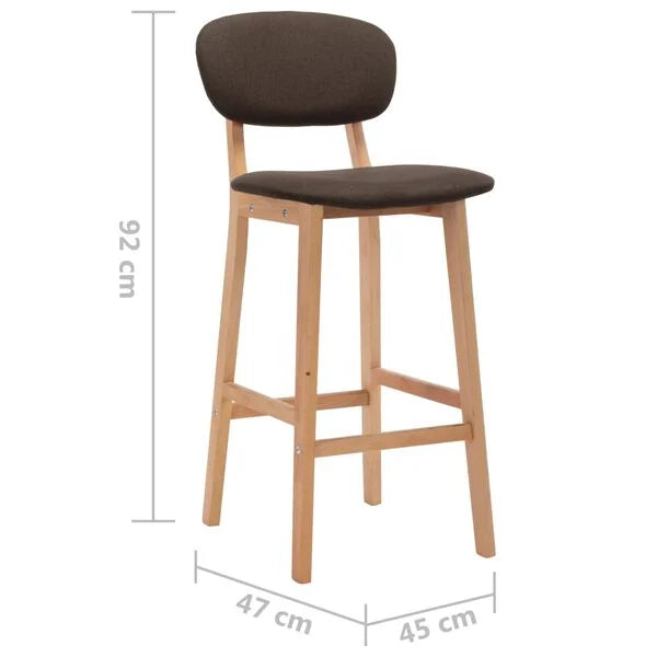 2er Set Barhocker Braun Stoff Buchenholz 45 x 47 x 92 cm