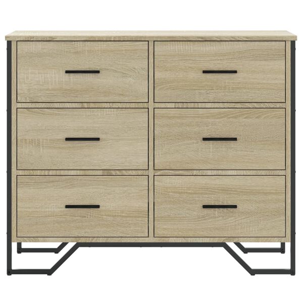 Kommode Sonoma Eiche mit 6 Schubladen aus Holzwerkstoff  91 x 35,5 x 74,5 cm