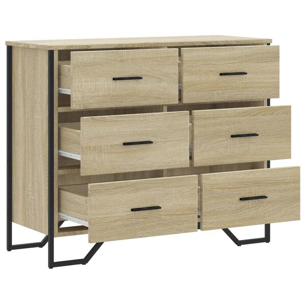 Kommode Sonoma Eiche mit 6 Schubladen aus Holzwerkstoff  91 x 35,5 x 74,5 cm